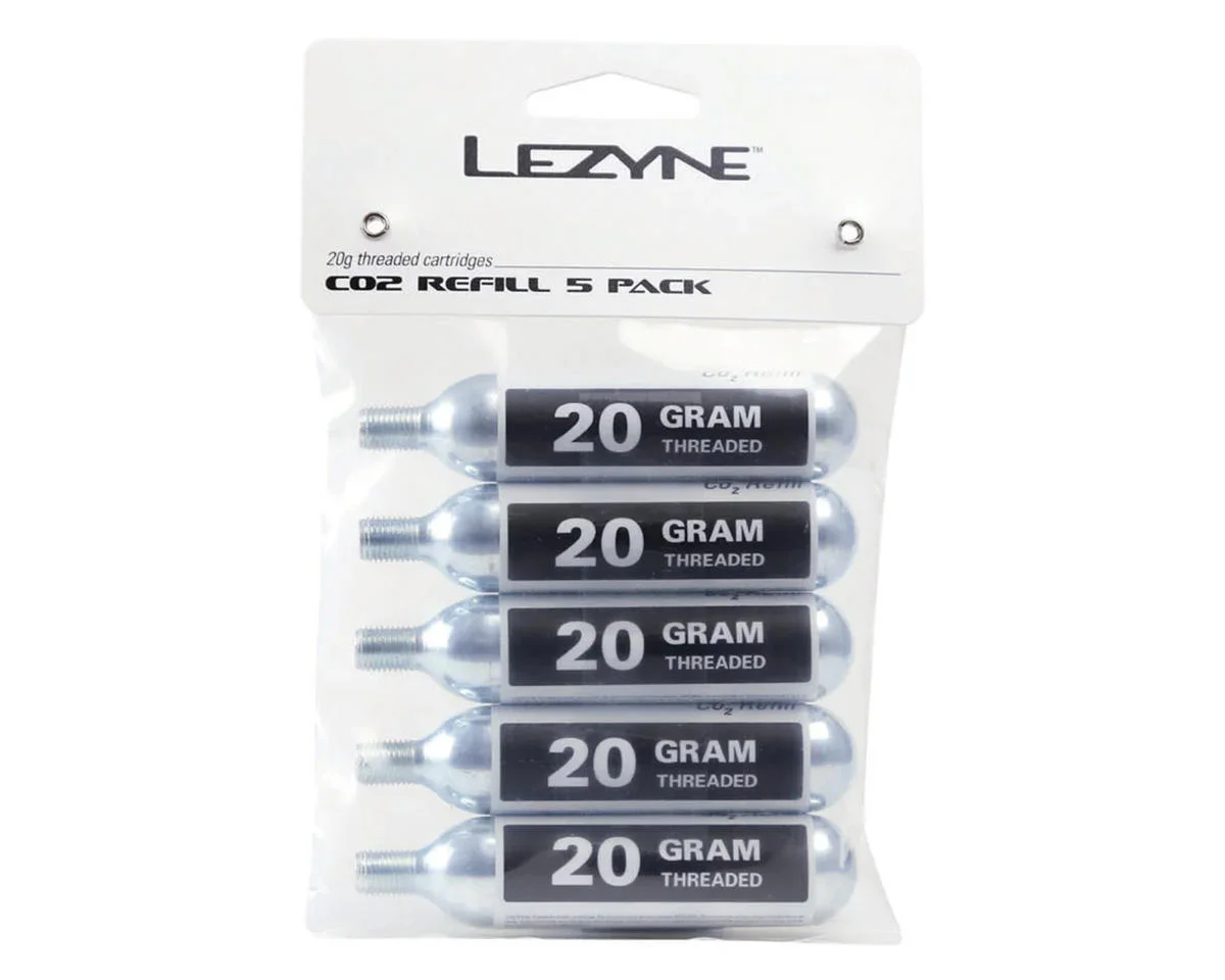Lezyne Threaded CO2 Cartridges (Silver) (5 Pack) (20g)